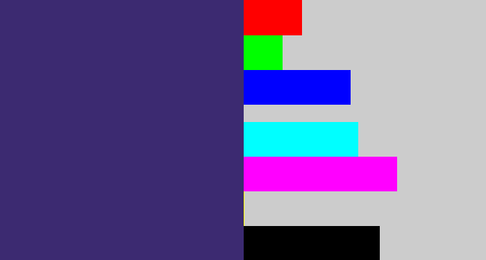 Hex color #3c2a71 - dark grey blue