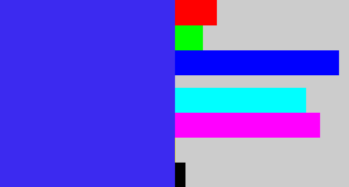 Hex color #3c2af0 - light royal blue