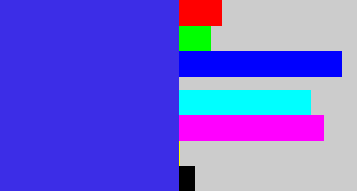 Hex color #3c2de7 - light royal blue