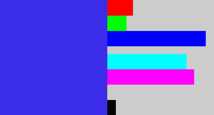 Hex color #3c2dea - light royal blue