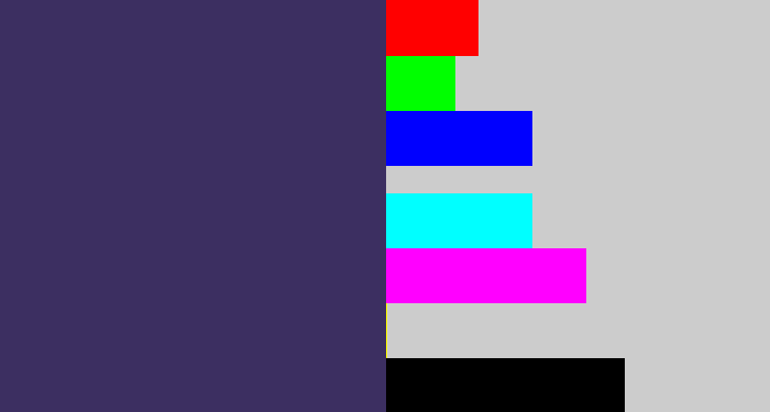 Hex color #3c2f61 - dark grey blue