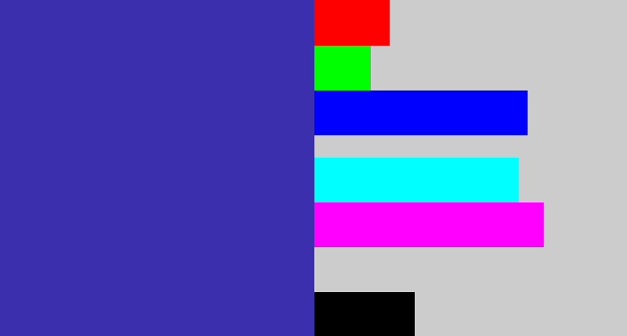 Hex color #3c2fad - indigo blue
