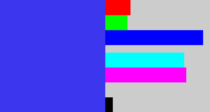 Hex color #3c36ee - light royal blue