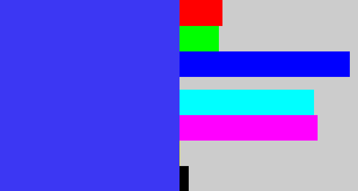 Hex color #3c37f3 - light royal blue