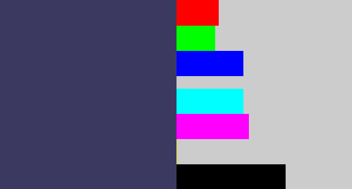 Hex color #3c3961 - dark grey blue