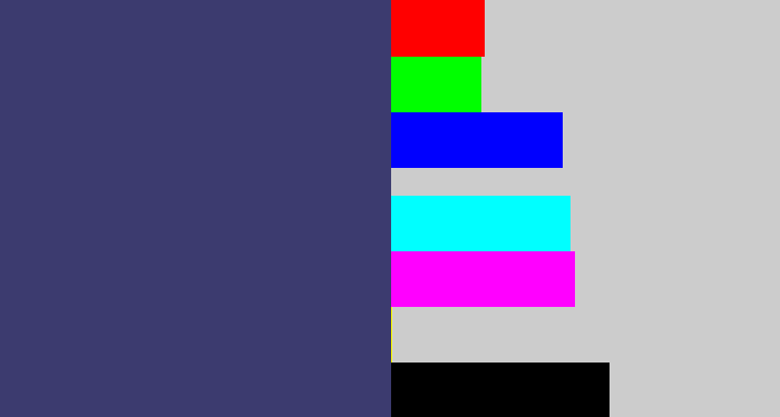 Hex color #3c3b6f - dark grey blue