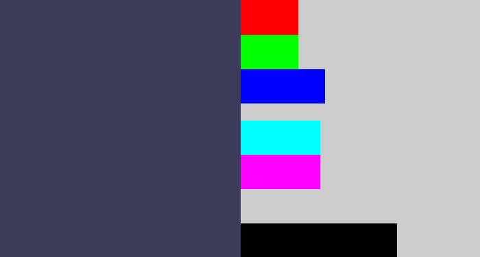 Hex color #3c3c5a - dark grey blue