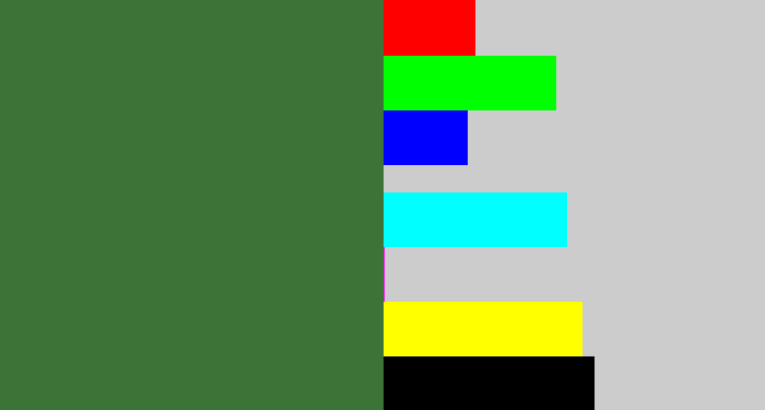 Hex color #3c7337 - darkish green