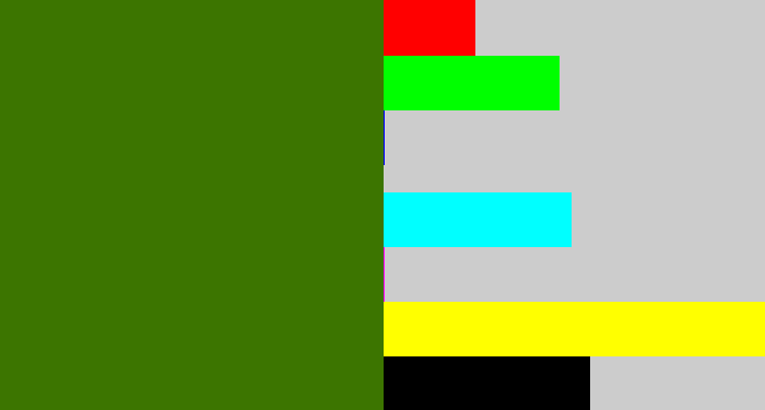 Hex color #3c7500 - dark grass green
