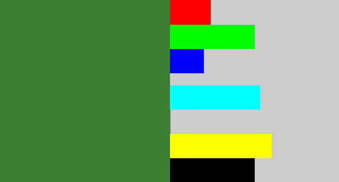 Hex color #3c7f33 - darkish green