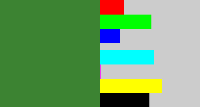 Hex color #3c8332 - darkish green