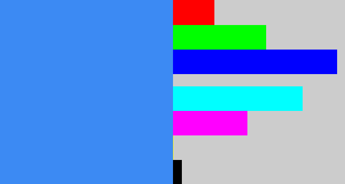 Hex color #3c8af3 - dodger blue