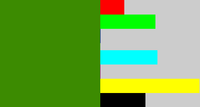 Hex color #3c8b01 - dark grass green