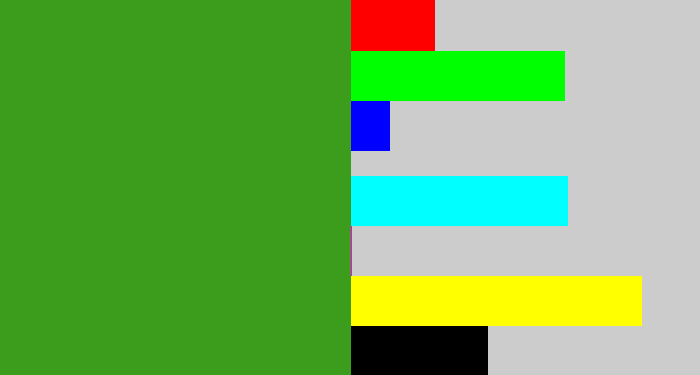 Hex color #3c9c1b - grass green