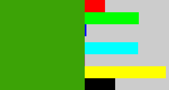 Hex color #3ca306 - grassy green