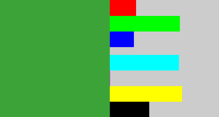 Hex color #3ca338 - medium green