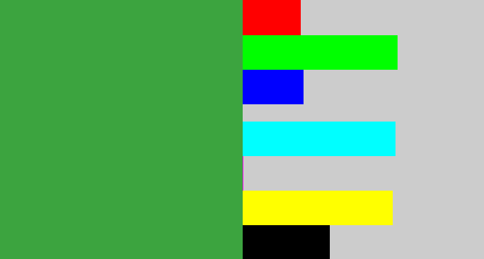 Hex color #3ca43f - medium green
