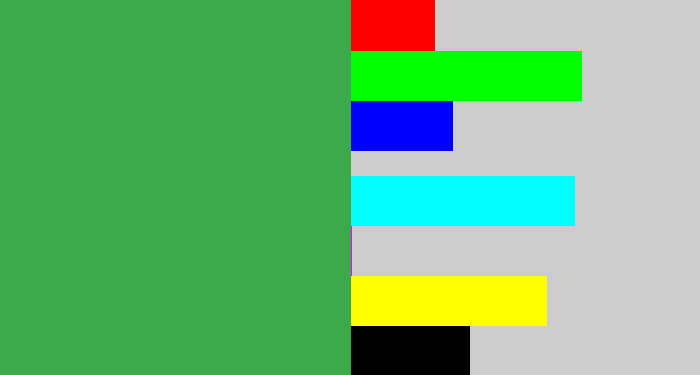Hex color #3ca94a - medium green