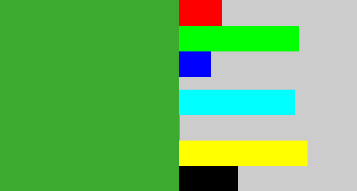 Hex color #3caa2f - medium green