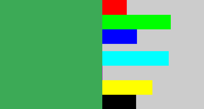 Hex color #3caa56 - medium green