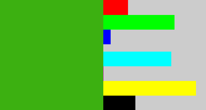 Hex color #3cb011 - grass green