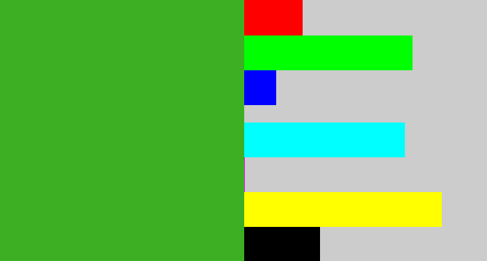 Hex color #3cb022 - grass green