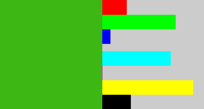 Hex color #3cb714 - lawn green