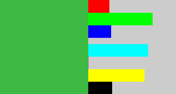 Hex color #3cba43 - medium green