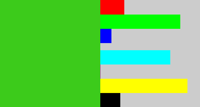 Hex color #3ccb1b - frog green