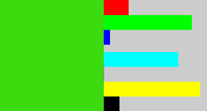 Hex color #3cda0f - vivid green