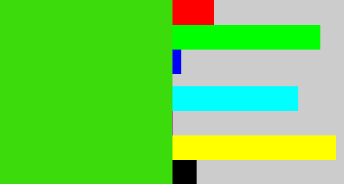 Hex color #3cdb0c - vivid green