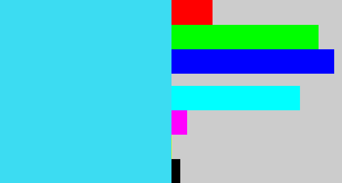 Hex color #3cdcf2 - bright cyan