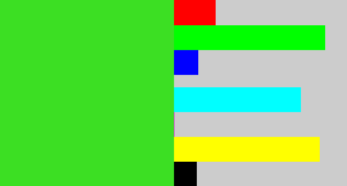 Hex color #3cdf23 - vivid green