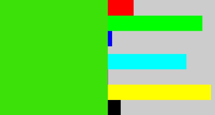 Hex color #3ce10a - vivid green
