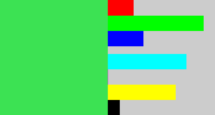 Hex color #3ce253 - bright light green