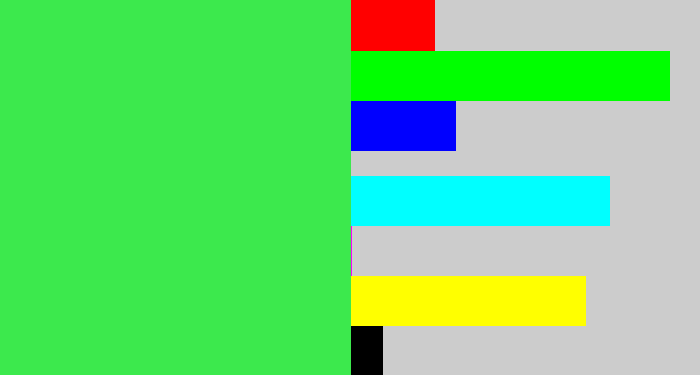 Hex color #3ce94d - bright light green