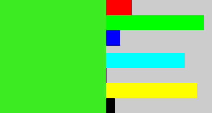 Hex color #3ceb21 - vivid green