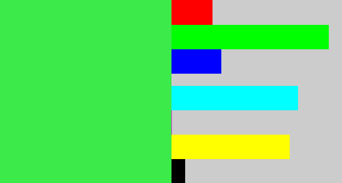 Hex color #3ceb4a - bright light green
