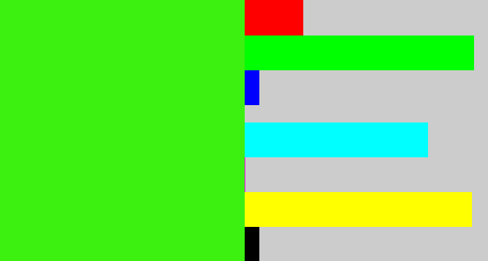 Hex color #3cf010 - vivid green