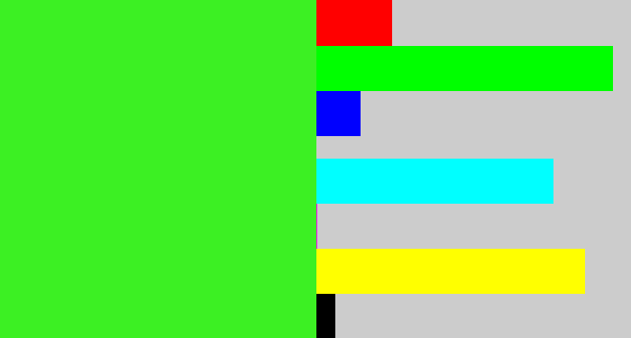Hex color #3cf023 - radioactive green
