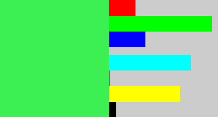 Hex color #3cf054 - bright light green
