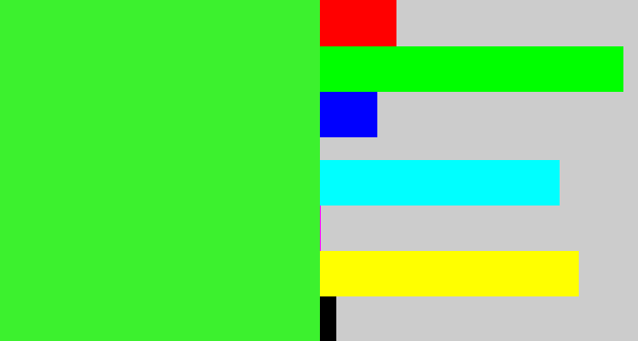 Hex color #3cf12e - radioactive green
