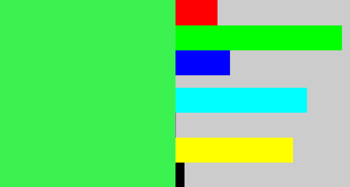 Hex color #3cf250 - bright light green