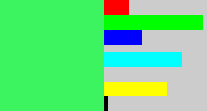 Hex color #3cf45f - bright light green