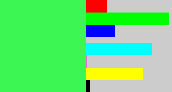 Hex color #3cf653 - bright light green