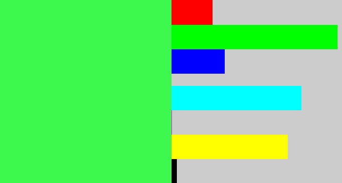 Hex color #3cf84f - bright light green