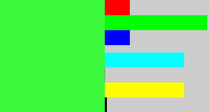 Hex color #3cf93c - bright light green