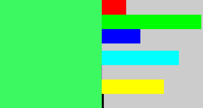 Hex color #3cf961 - bright light green
