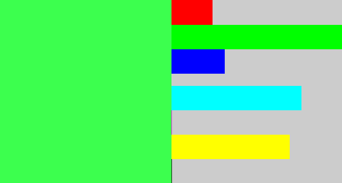 Hex color #3cff4e - bright light green