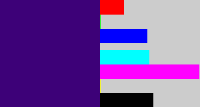 Hex color #3d0178 - indigo